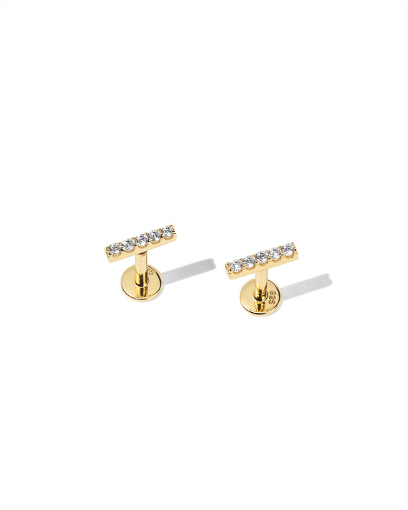 Long Stone Labret Gold - Pair ryhmässä Shop / Korvakorut @ ANI (ANI_SET_038)