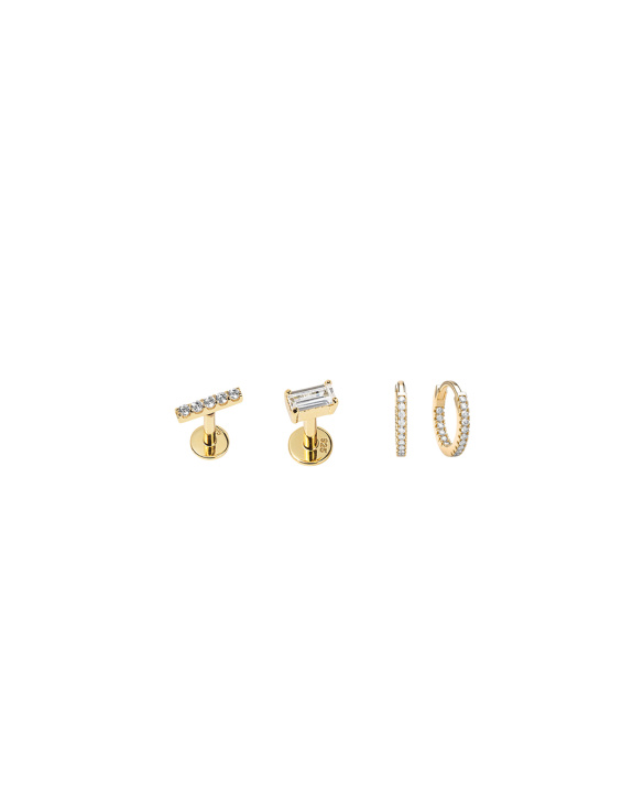 Labret and Huggie Kit - Gold ryhmässä Shop / Korvakorut @ ANI (ANI_SET_046)