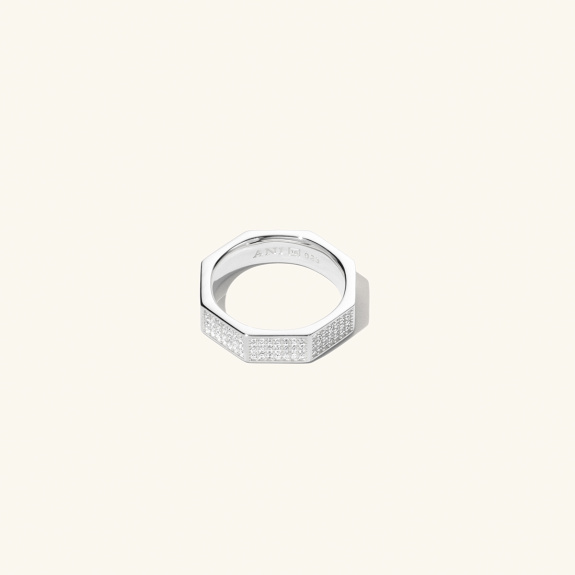 Pavé Chunky Octagon Ring Silver ryhmässä Shop / Sormukset @ ANI (ANI_VA_014)